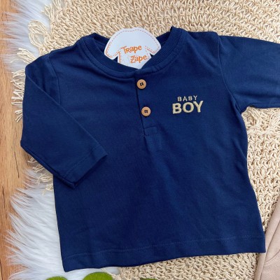 Conj. Blusa Manga Longa Baby Boy e Calça de Moletom - Marinho